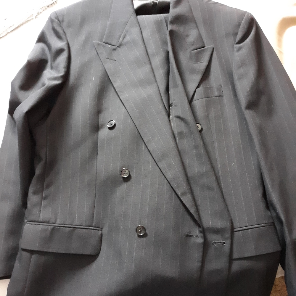 Mens black striped Botany 500 suit